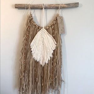 Macrame Feather Wall Hanging Art